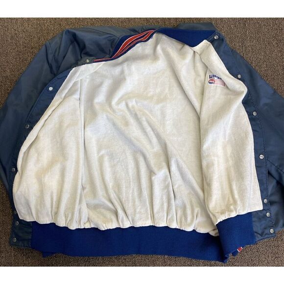 Vtg Pepsi 80s Holloway Employee Men's Bomber Jacket Striped Cuff Collar XXL Blue - Picture 10 of 10